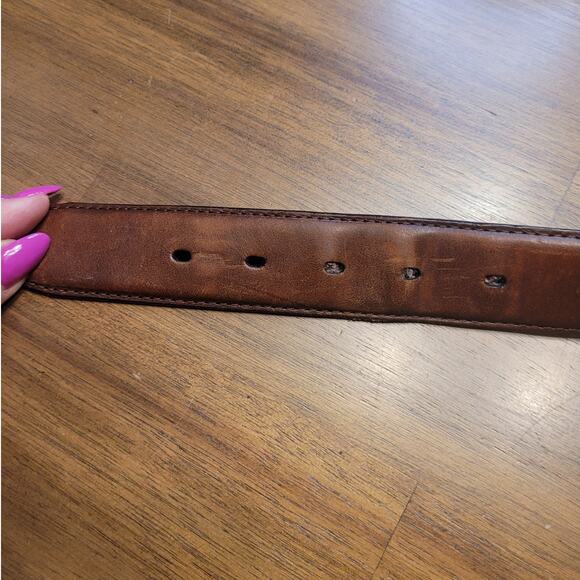 VTG 90s Brighton Two‑Tone Brown Leather Western Braided Belt Sz 38 – EUC - Picture 7 of 11